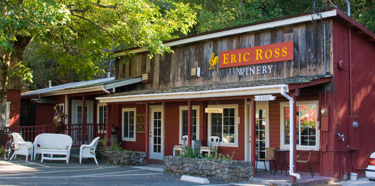 front exterior of the Eric Ross Winery tasting room building